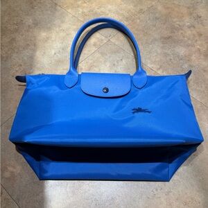 Longchamp Medium Le Pliage Vibrant Blue Women's Nylon Shoulder Tote Bag